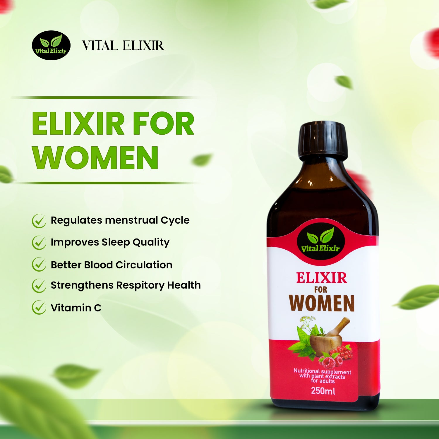 SupplementWomenNaturalHormoneBalanceEnergyMoodSupportVitalElixir